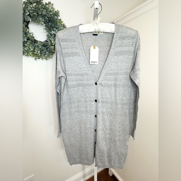 Roxy Tropic Lifestyle Mid Length Cardigan Sweater in Heritage Heather Size M - Picture 2 of 12